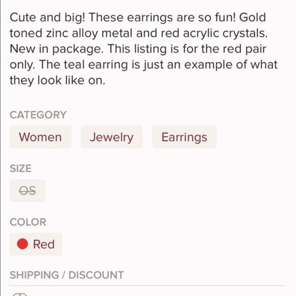 Red Cracked Earrings (G2) - Picture 3 of 5
